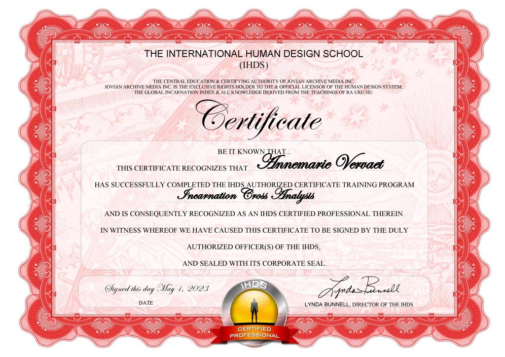 IHDS Certificate Incarnation Cross Analyst